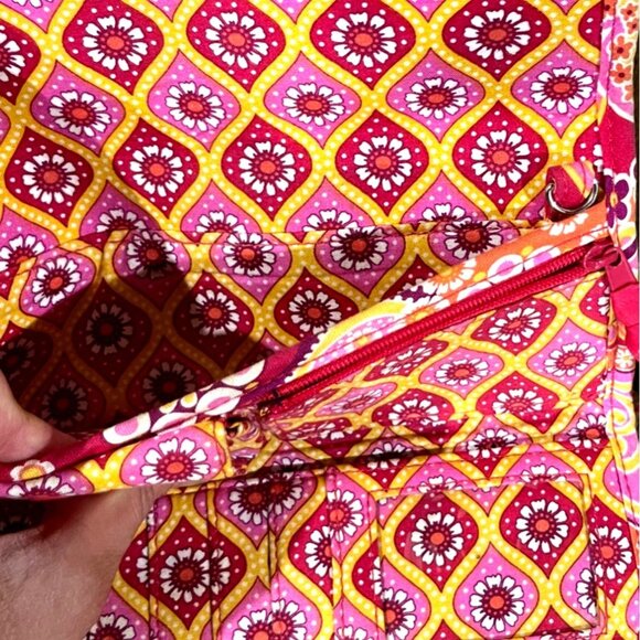 Vera Bradley Set Of 2 Wallets & Coin Pouch In Floral Quilted Cotton Pink & Yello - Picture 5 of 8